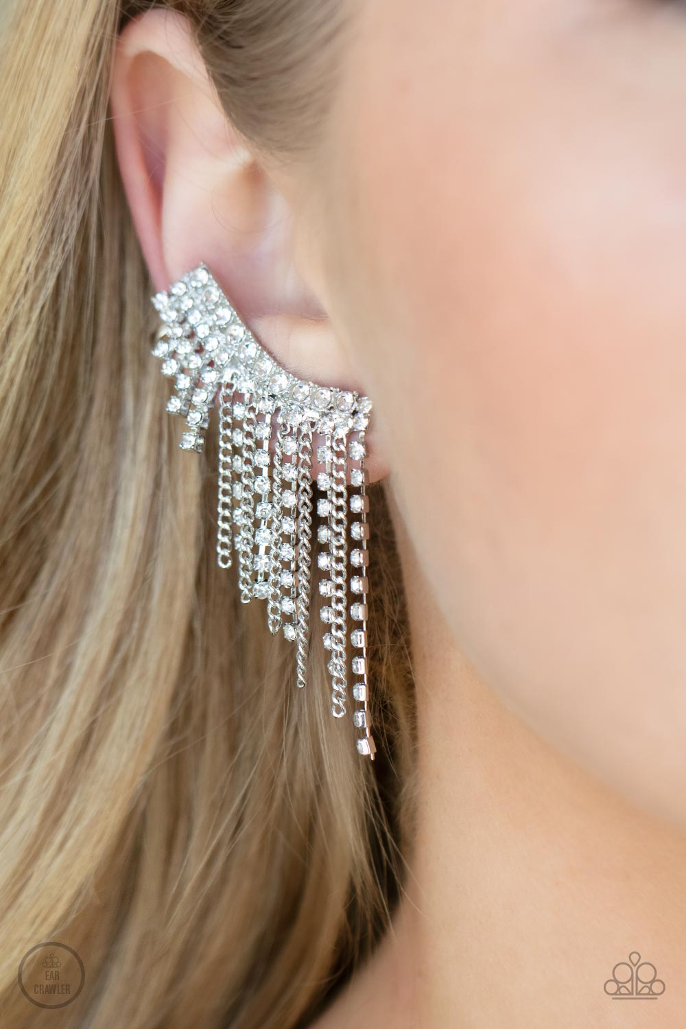 Paparazzi Earrings Thunderstruck Sparkle - White