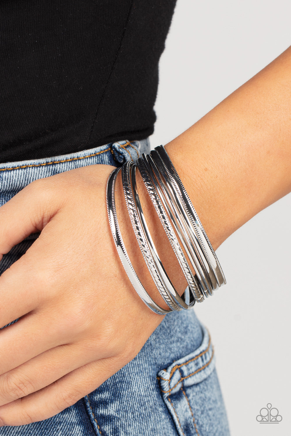Paparazzi Bracelet Stackable Shimmer - Silver Bracelet