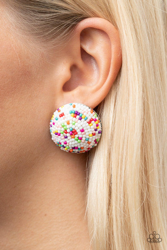 Paparazzi Earrings Kaleidoscope Sky - White