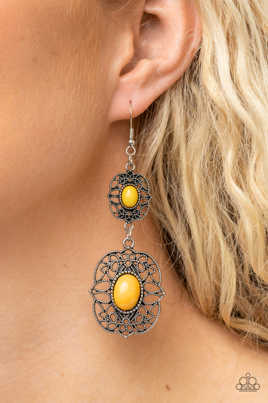 Paparazzi Earrings Victorian Villa - Yellow