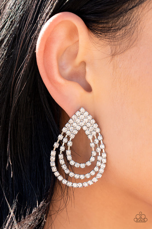 Paparazzi Earrings Take a POWER Stance - White