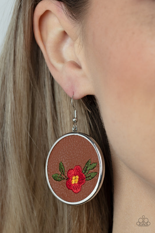 Paparazzi Earrings Prairie Patchwork - Red