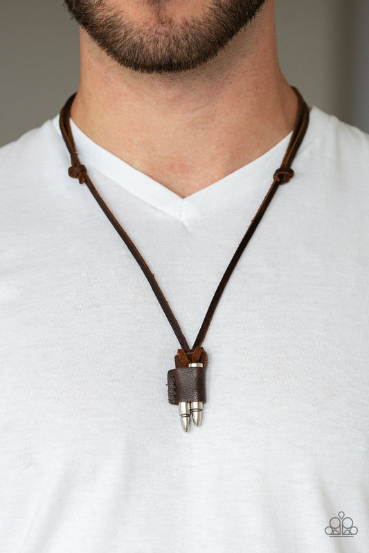 Paparazzi Necklace Dodge a Bullet - Brown