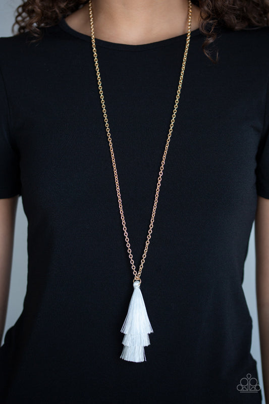 Paparazzi Necklace Triple The Tassel - White