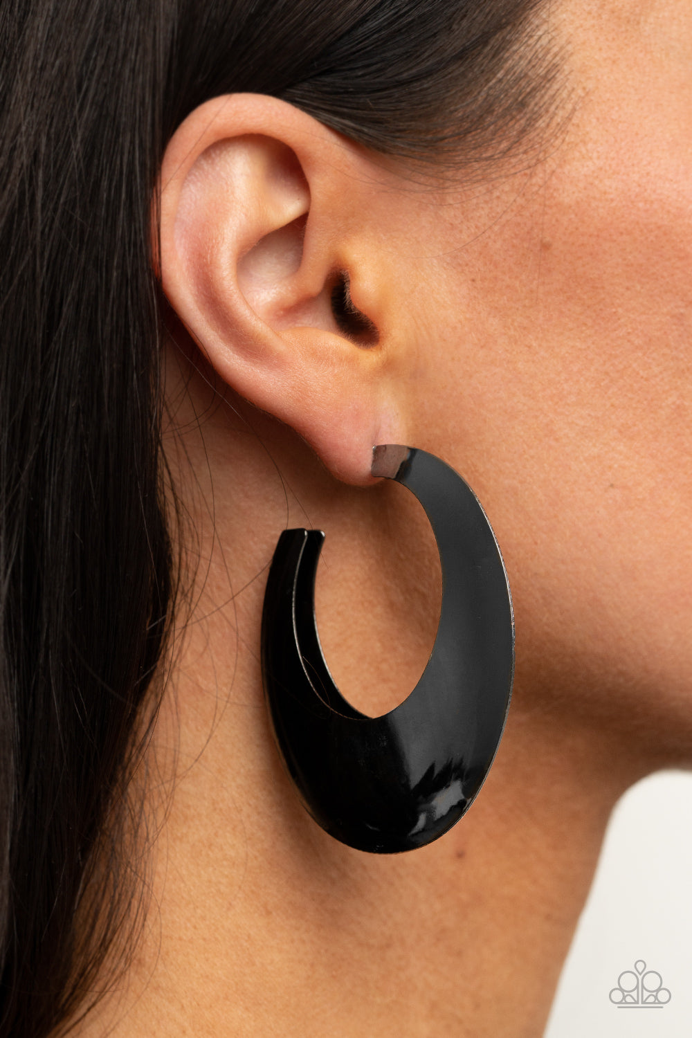 Paparazzi Earrings Going OVAL-board - Black