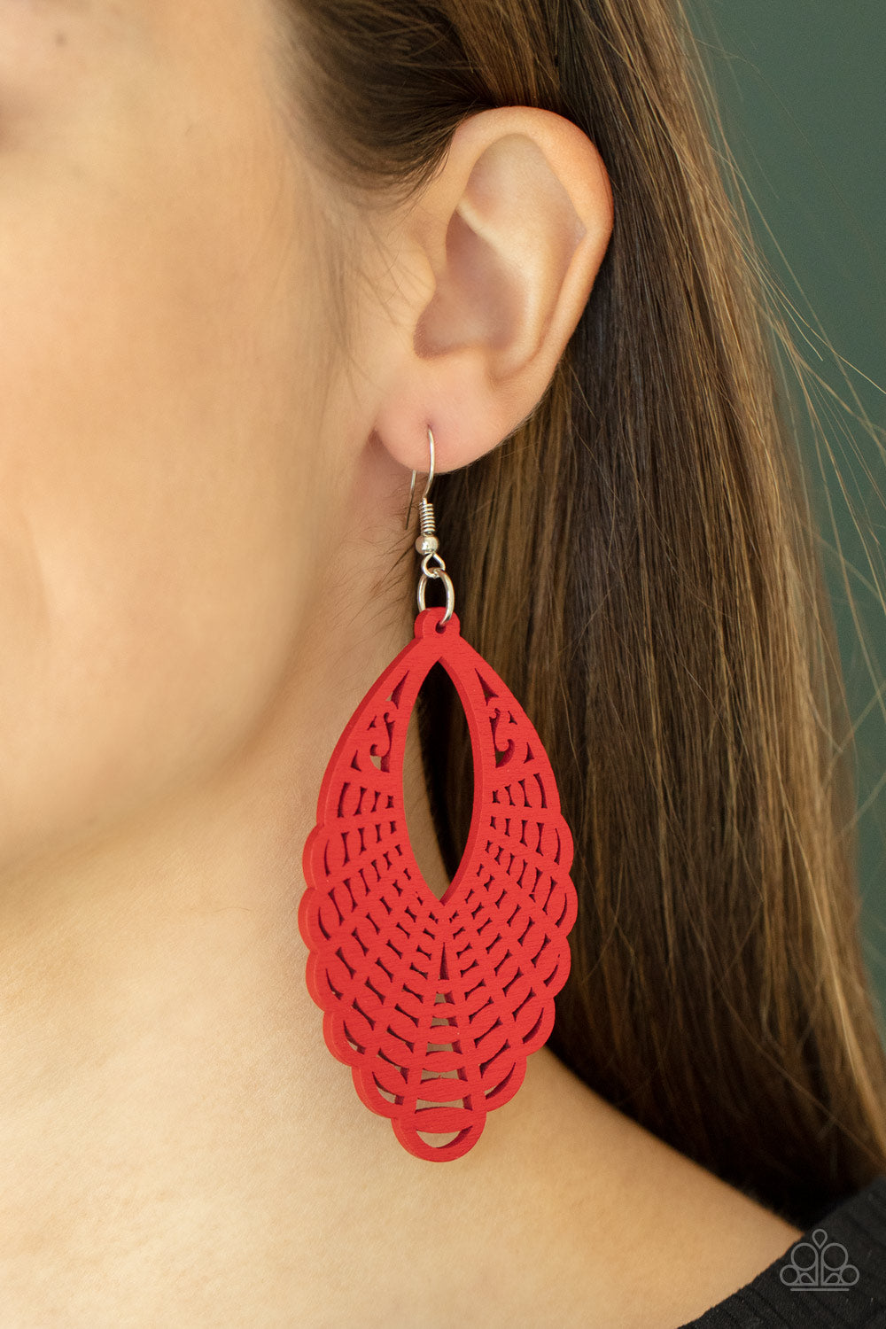 Paparazzi Earrings Tahiti Tankini - Red