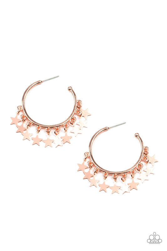 Paparazzi Earrings Happy Independence Day - Copper