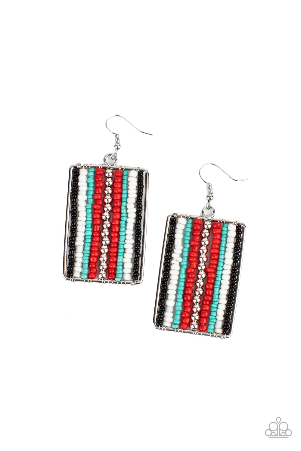 Paparazzi Earrings Beadwork Wonder - Red