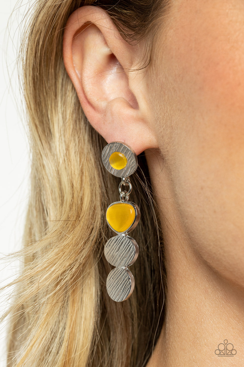 Paparazzi Earrings Asymmetrical Appeal - Yellow