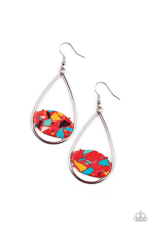 Paparazzi Earrings Tropical Terrazzo - Red