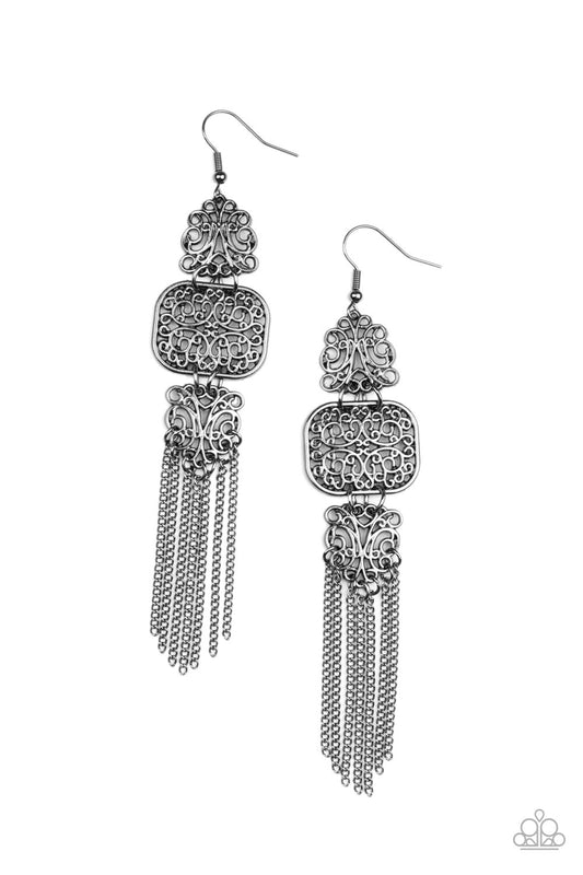 Paparazzi Earrings Eastern Elegance - Black