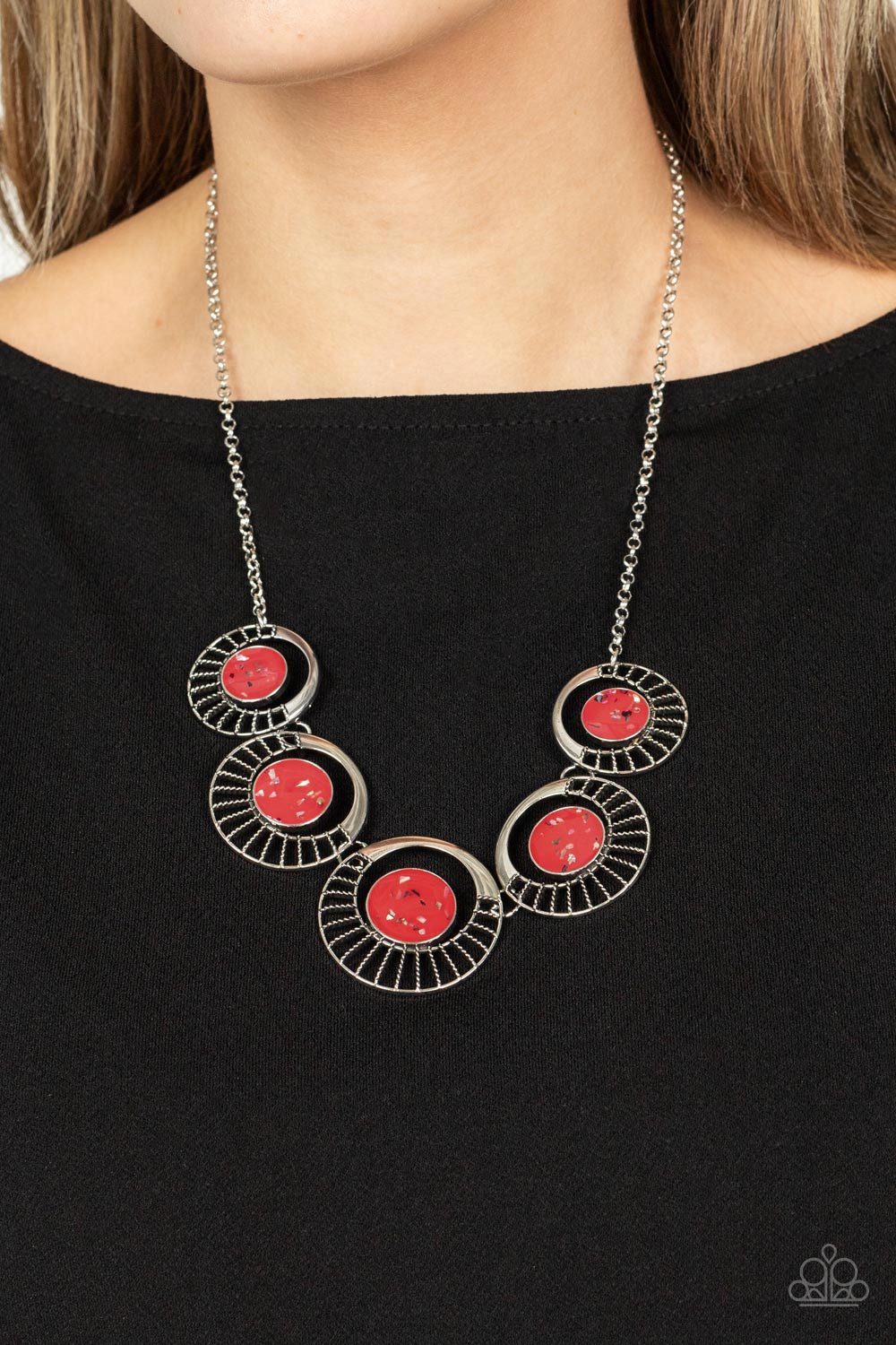 Paparazzi Necklace Elliptical Effervescence - Red