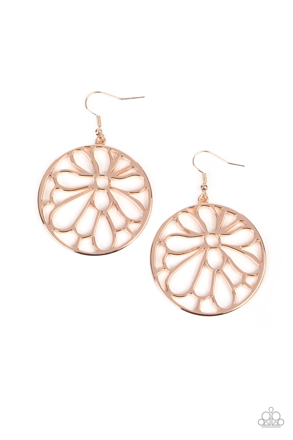 Paparazzi Earrings Glowing Glades - Rose Gold
