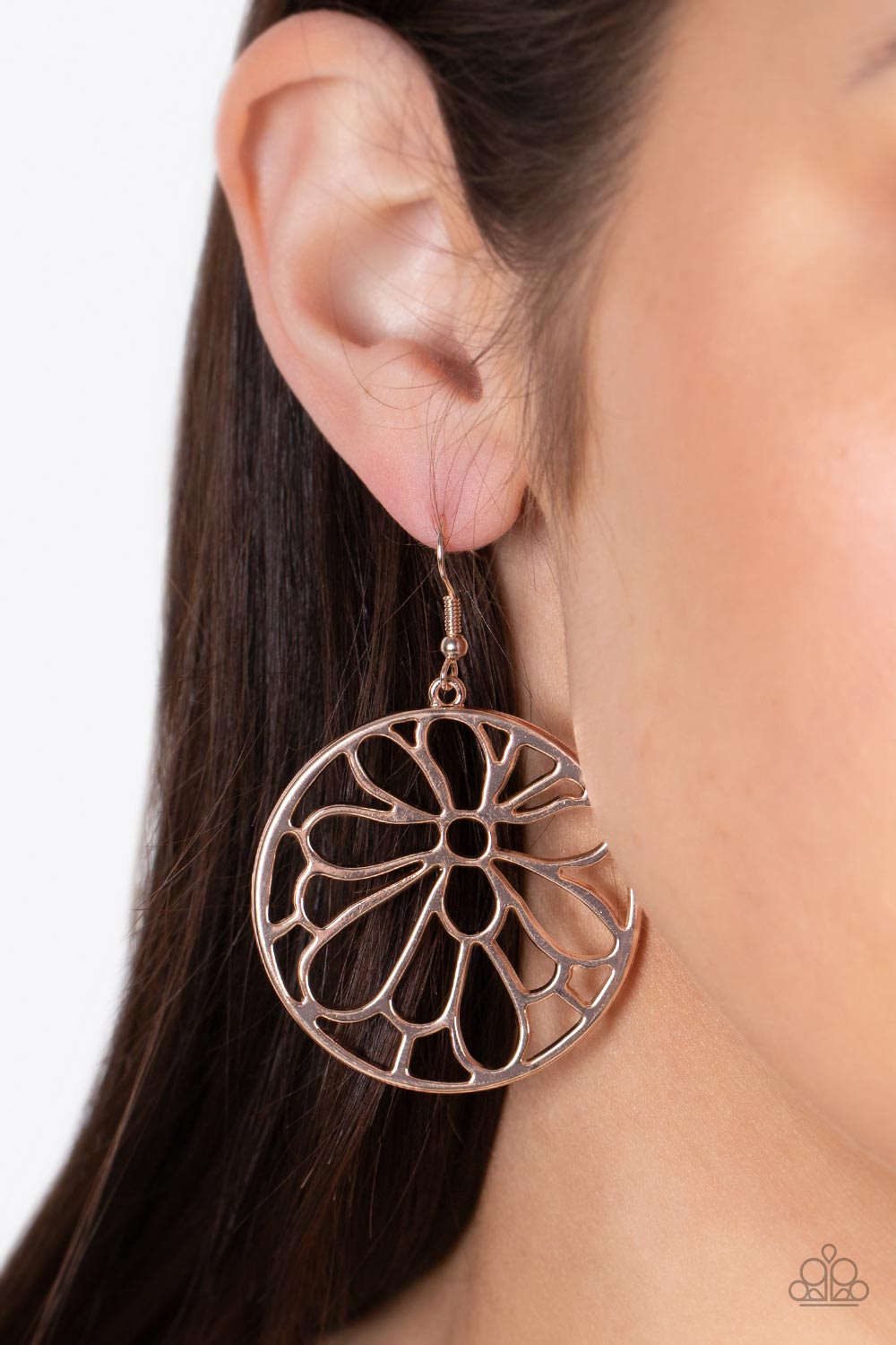 Paparazzi Earrings Glowing Glades - Rose Gold