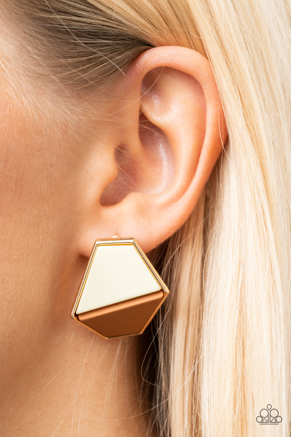 Paparazzi Earrings Generically Geometric - Brown
