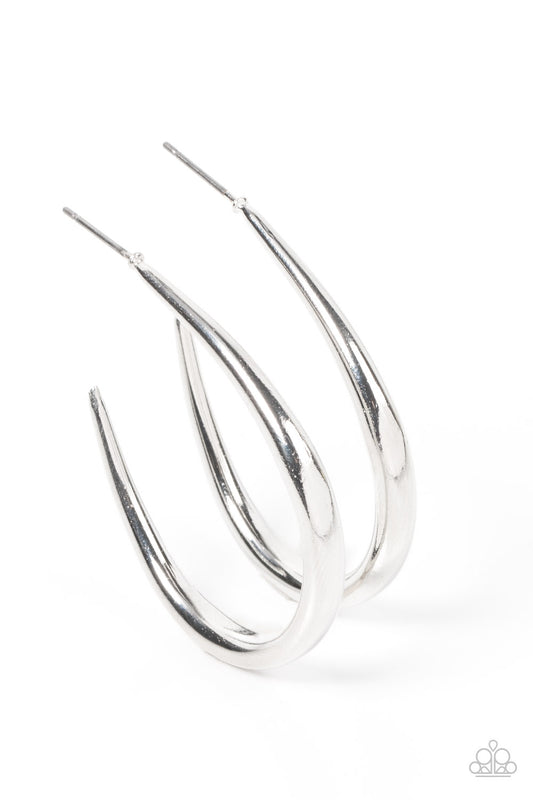 Paparazzi Earrings CURVE Your Appetite - Silver
