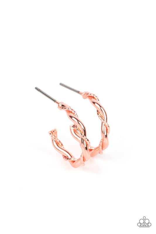 Paparazzi Earrings Irresistibly Intertwined - Copper