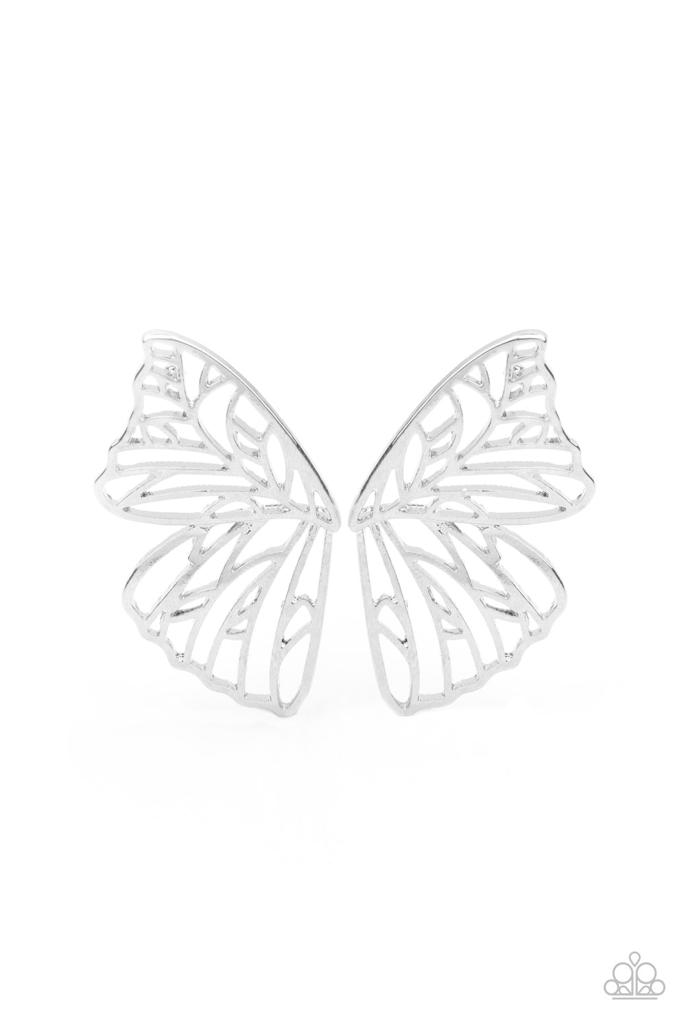 Paparazzi Earrings Butterfly Frills - Silver